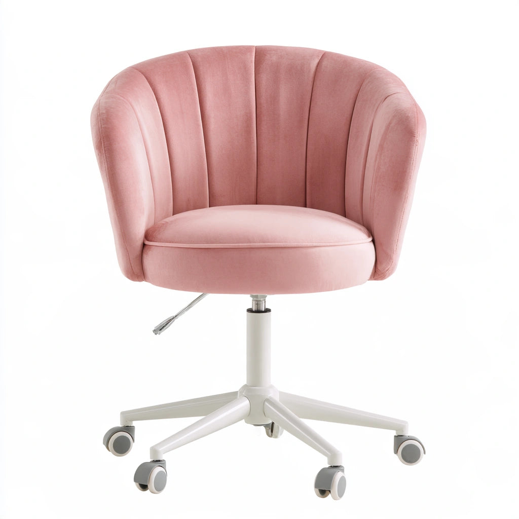 Ergonomiczny fotel biurowy, z aksamitu, kolor: różowy